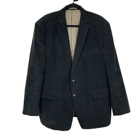 Ralph Lauren Chaps Mens 48R Corduroy Sport Coat Black Elbow Patch Jacket Preppy - Picture 1 of 12